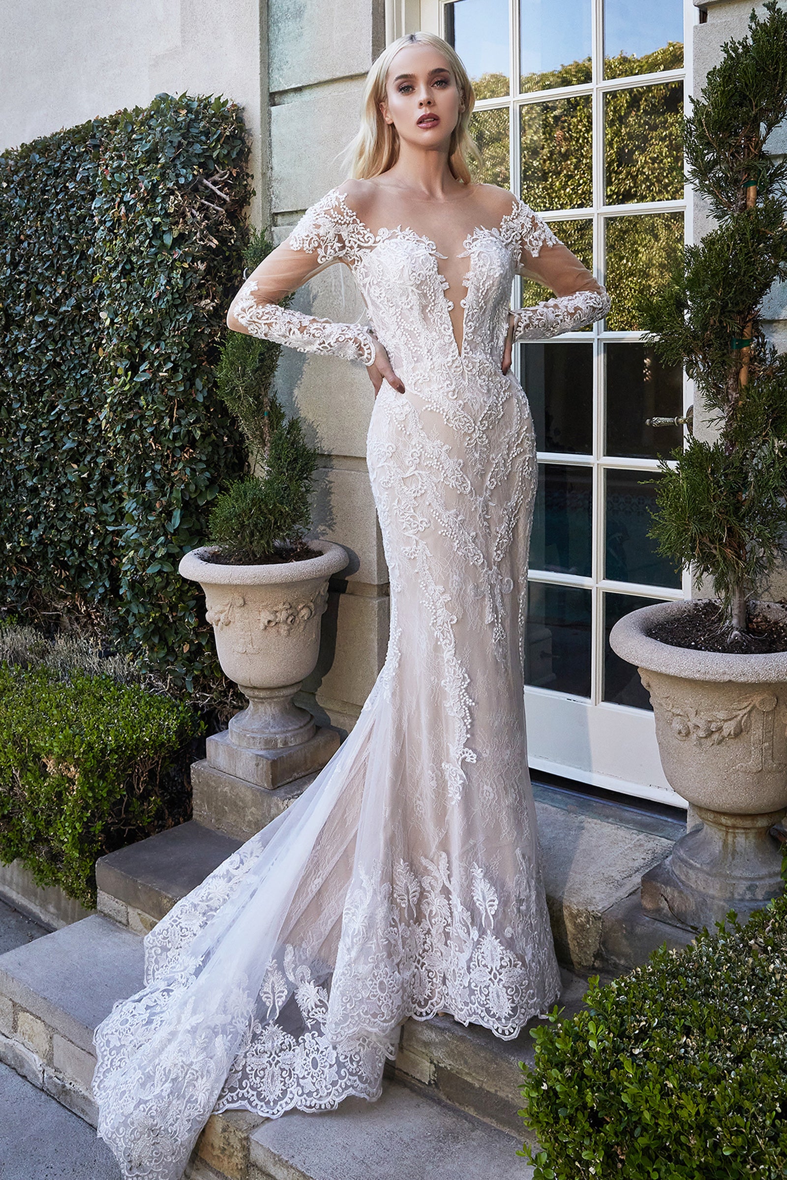 CINDERELLA DIVINE A1022 Full Length Sleeve Lace Mermaid Bridal Gown The Gown Galleria CINDERELLA DIVINE A1022 Full Length Sleeve Lace Mermaid Bridal Gown The Gown Galleria
