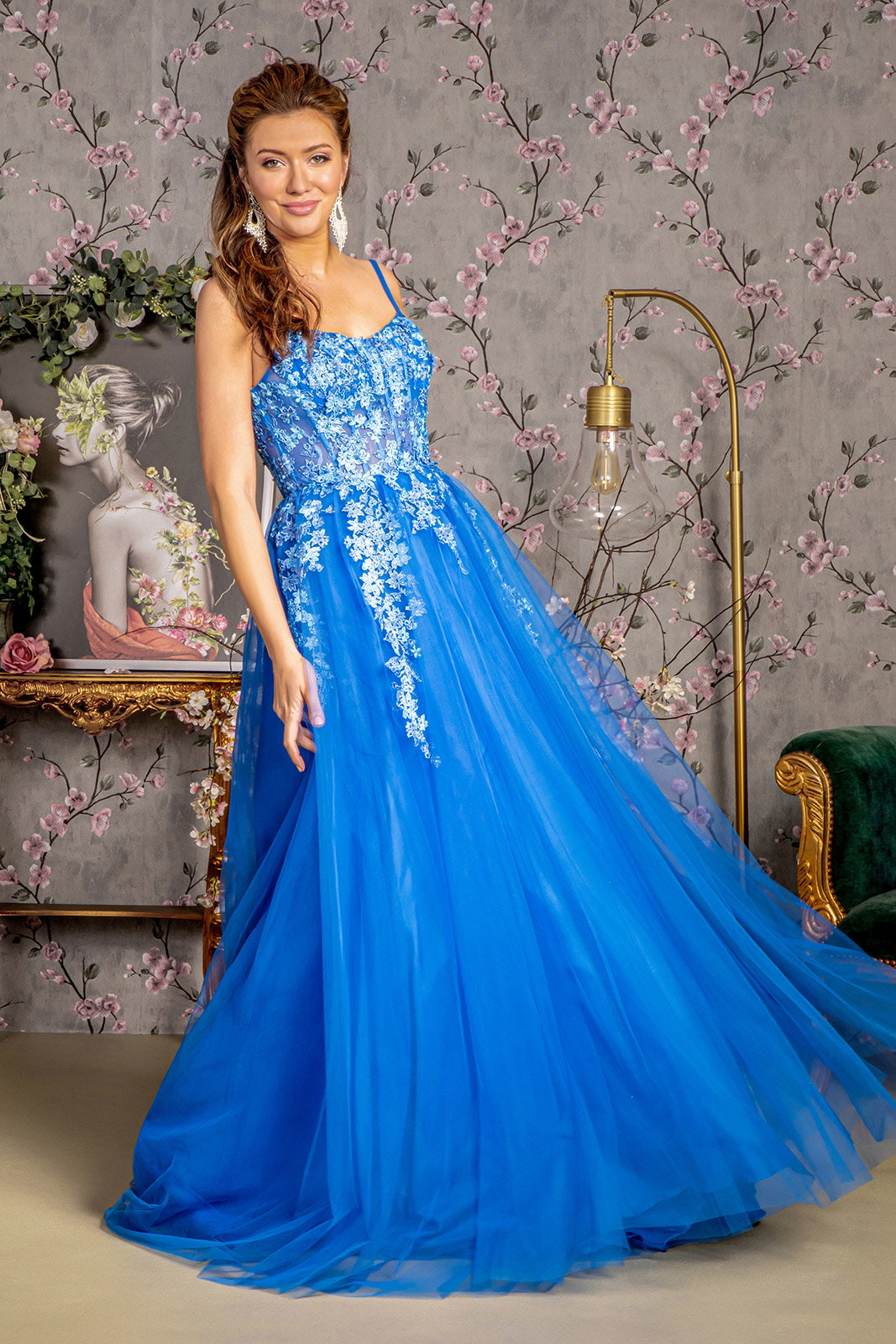 white christmas dresses Wedtrend Women Royal Blue Prom Dress Mermaid Spaghetti Straps Corset Evening Dress with Split Front, Royal Blue / US4 main image 0
