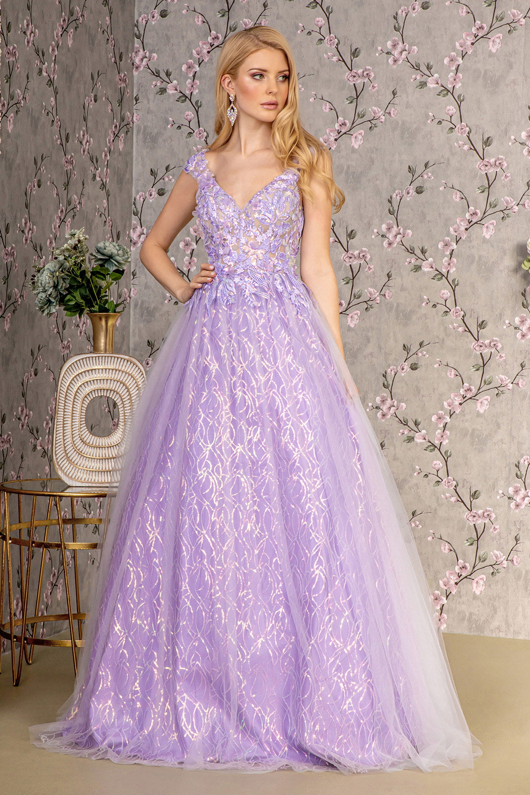 white christmas dresses Sherri Hill Sheer Lace Corset Bodice Prom Dress 56251 Blush / 6 main image 0