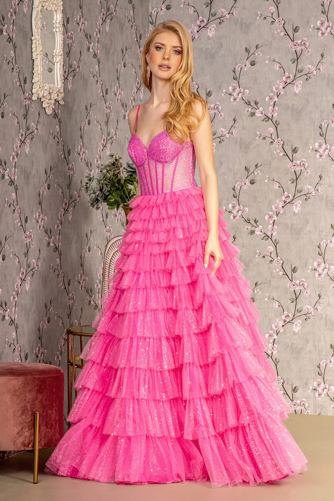 GLS BY GLORIA GL3463 Glitter Sleeveless Prom Gown  The Gown Galleria