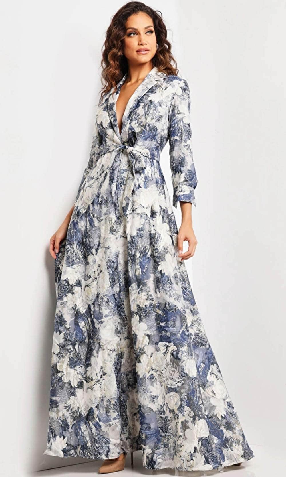 Jovani 26202 Floral V Neck A line Dress – The Gown Galleria