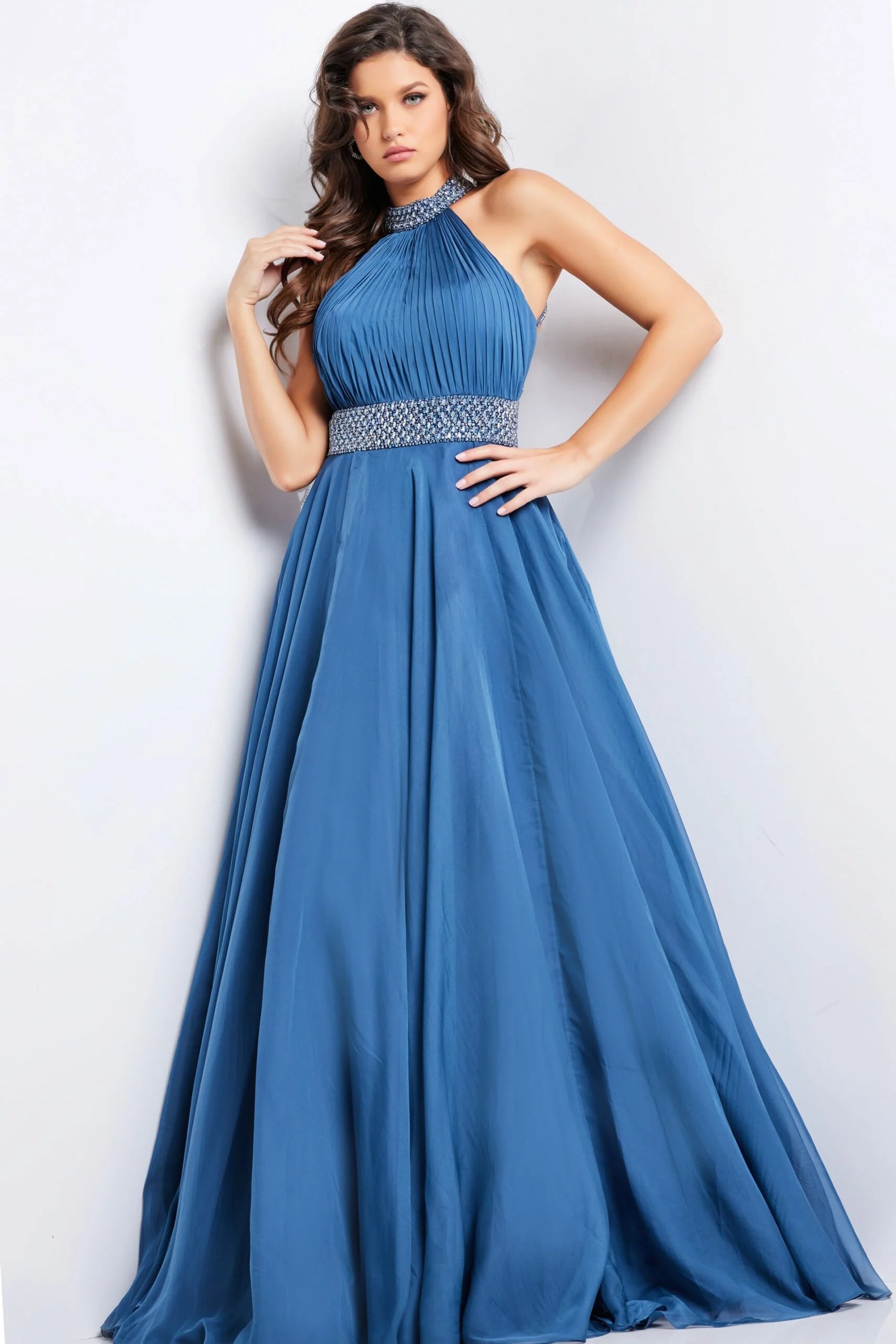 Jovani 36749 Halter Crystal Beaded Prom Dress HOT-PINK / 10 Jovani 36749 Halter Crystal Beaded Prom Dress HOT-PINK / 10