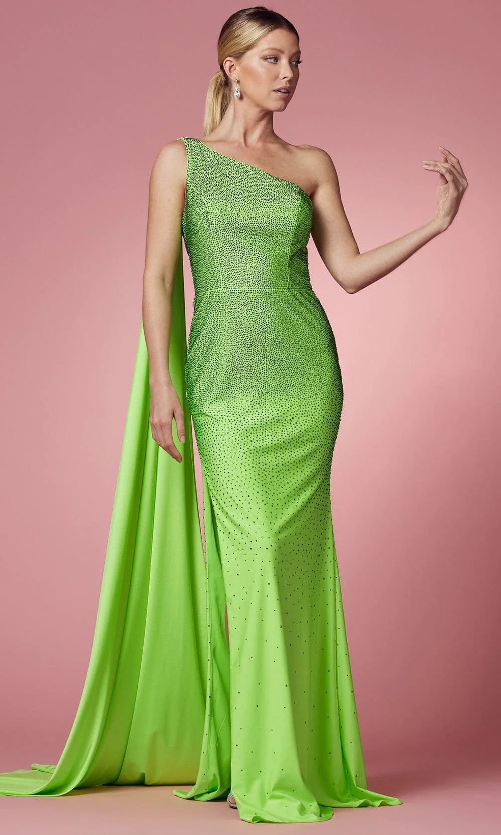 apple green evening dress Apple Green Halter Chiffon Formal Gown main image 1