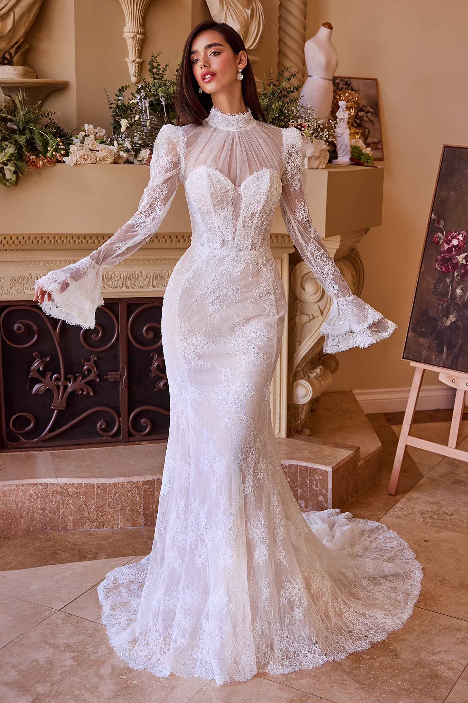 long sleeve fitted lace wedding dress ANDREA & LEO WL042 Versitile Fitted Lace Bridal Gown