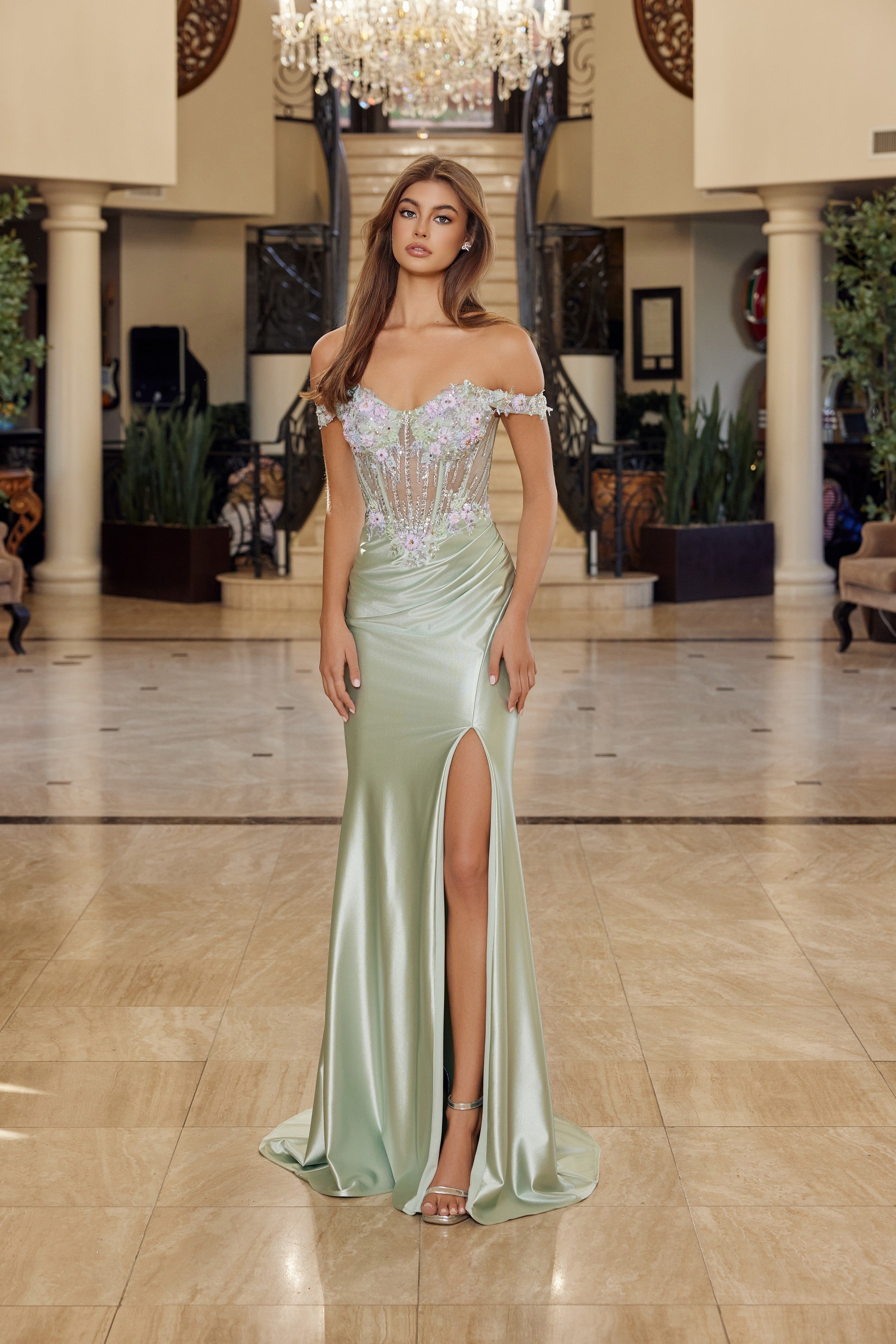 Nox Anabel R1814 Prom Dress - Sage Green | NewYorkDress