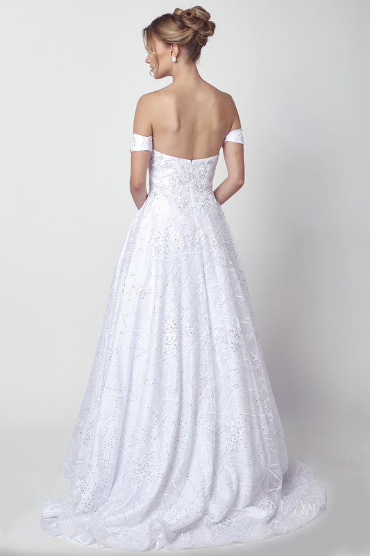 JULIET 692W Arm Bands with Embroidered Lace Ball Gown