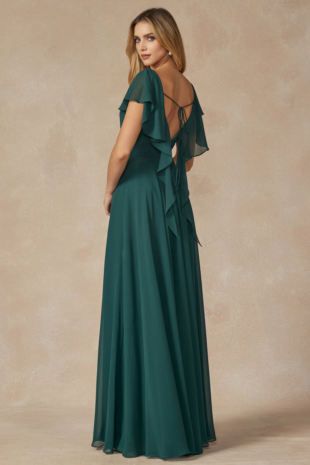 flutter sleeve bridesmaid dress with cascade Flutter sleeve bridesmaid dress with cascade