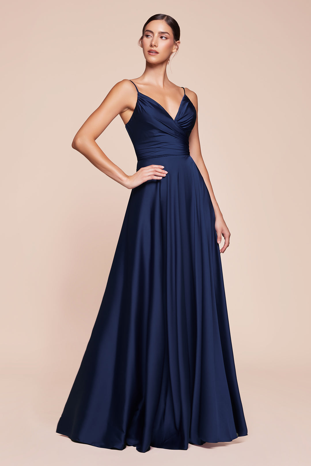 CINDERELLA DIVINE 7485C Plus Size V Neck Satin A-Line Dress The Gown Galleria CINDERELLA DIVINE 7485C Plus Size V Neck Satin A-Line Dress The Gown Galleria