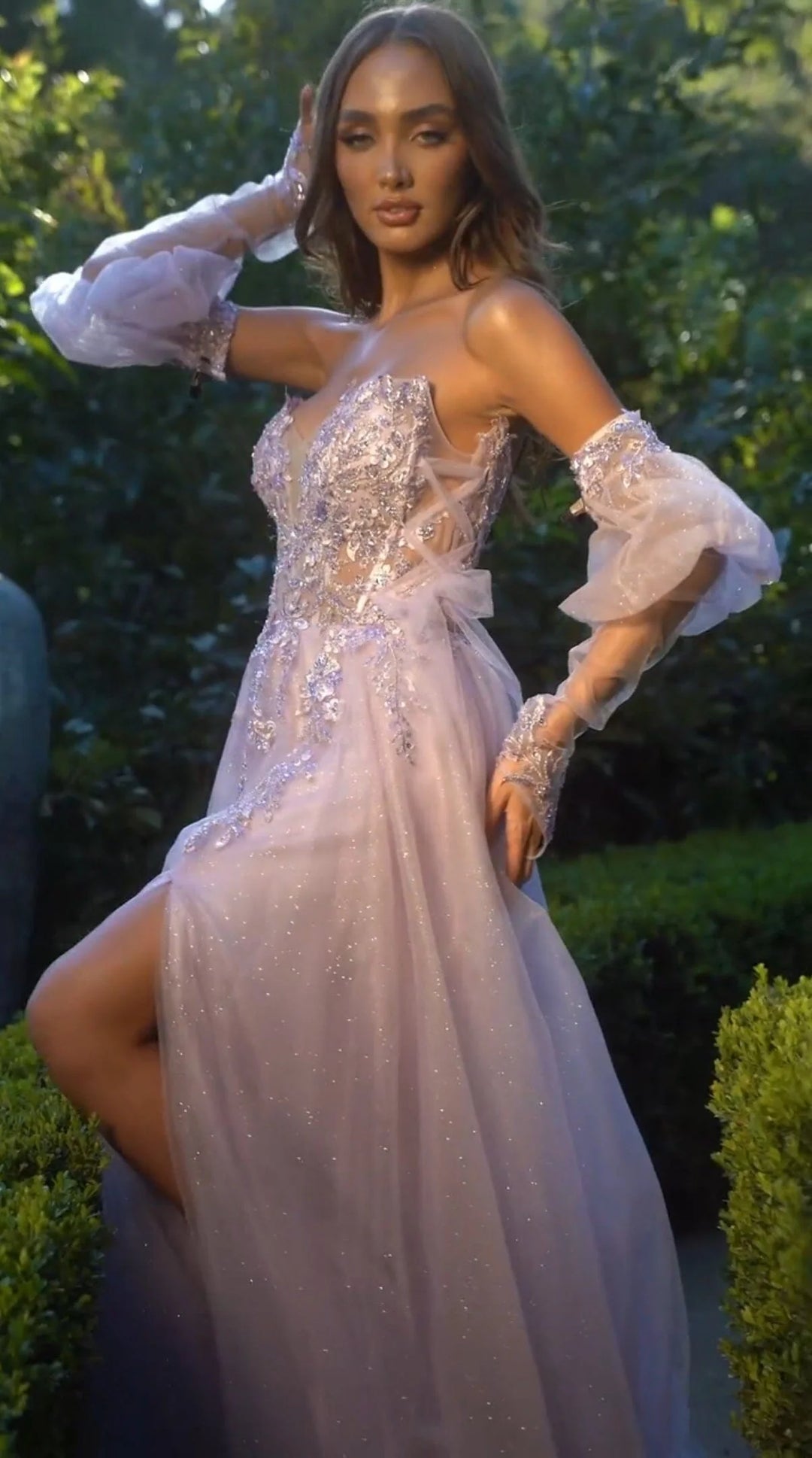 a line layered dress A-LINE LAYERED TULLE GOWN CDCD0154