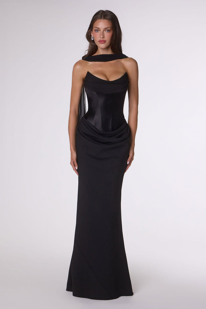 Amoris T732 Evening Gown with Softly Draped Neckline