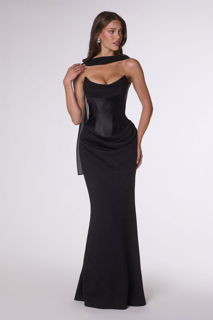 Amoris T732 Evening Gown with Softly Draped Neckline