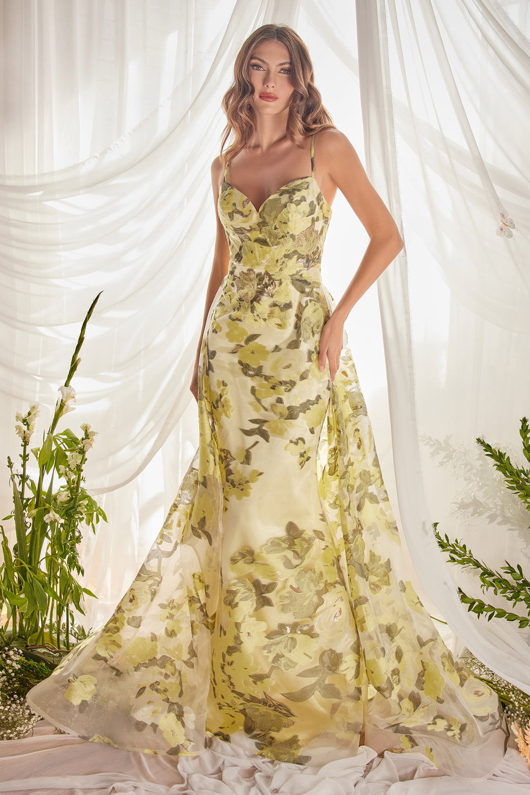 ANDREA & LEO A0770 Floral Strapless Overskirt Fitted Dress The Gown Galleria ANDREA & LEO A0770 Floral Strapless Overskirt Fitted Dress The Gown Galleria
