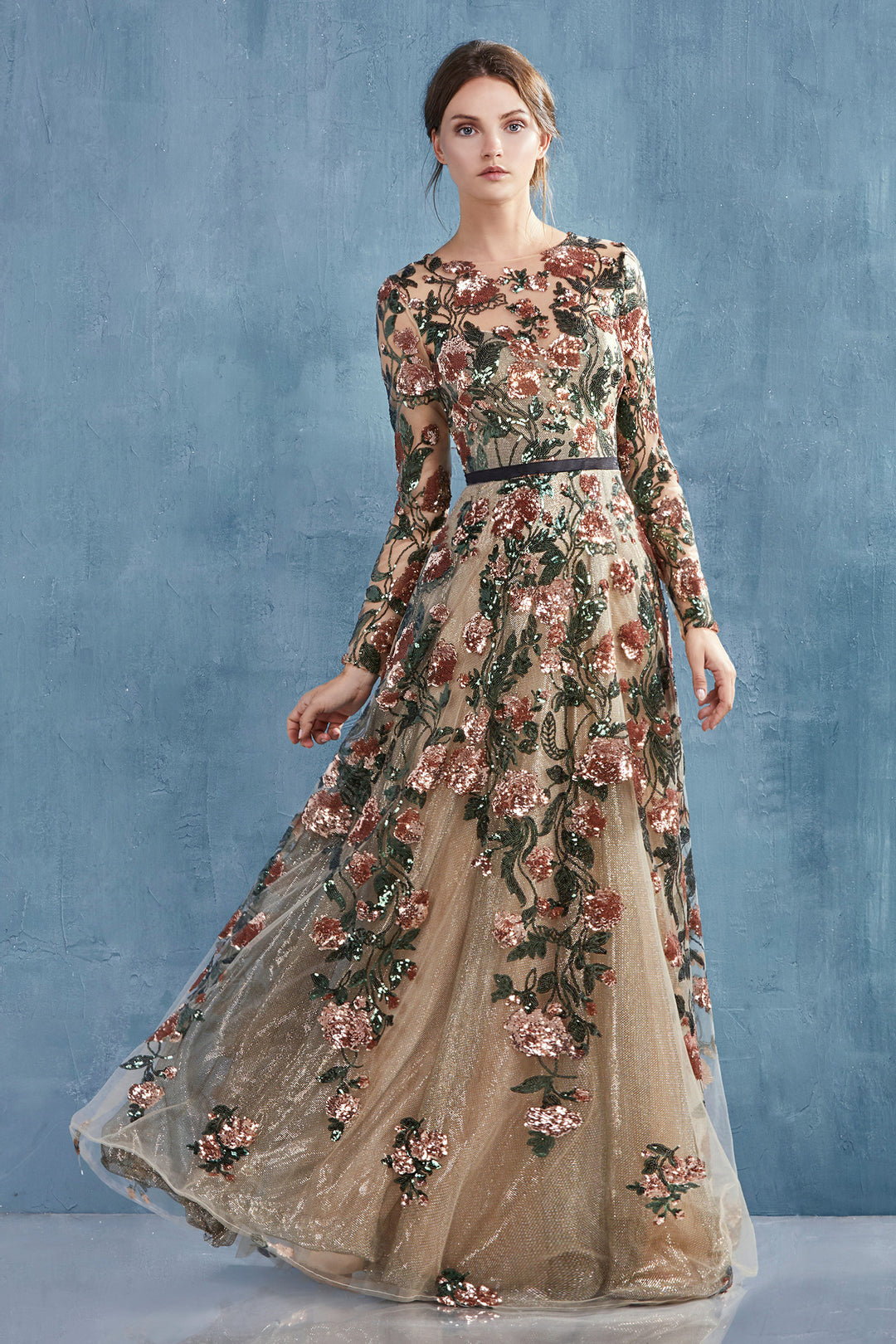 a line tea length dress with sleeves Stacees Mother of the Bride or Groom Dress A-line V Neck Full/Long Sleeve Tea-Length Chiffon Pleated Waistband