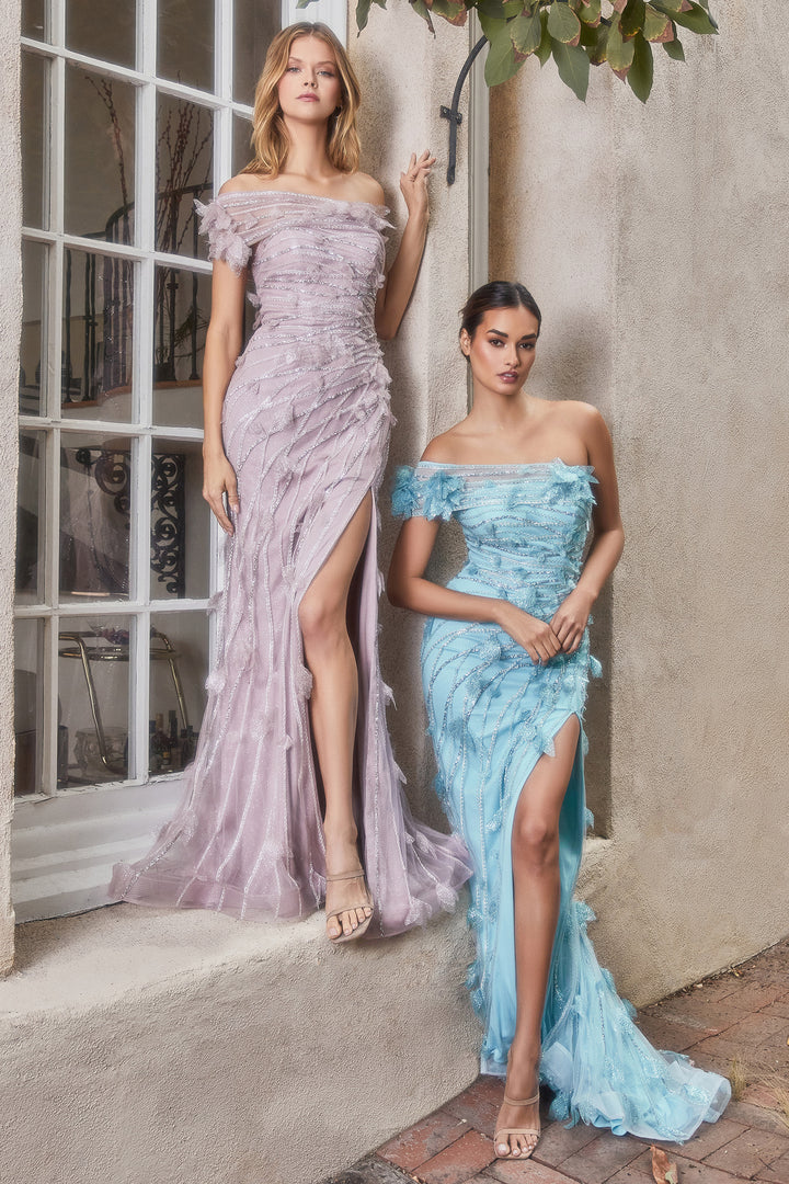 ANDREA & LEO A1155 Floral Shimmer One Shoulder Fitted Dress The Gown Galleria ANDREA & LEO A1155 Floral Shimmer One Shoulder Fitted Dress The Gown Galleria