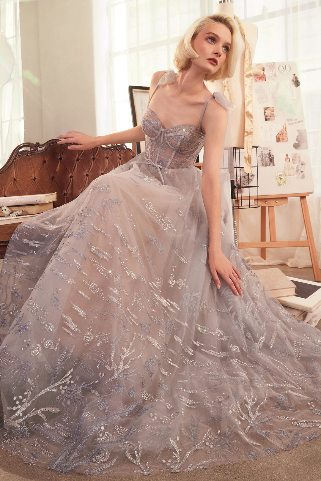 Andrea & Leo A1458 A-Line Prom Dress with Sweetheart Neckline