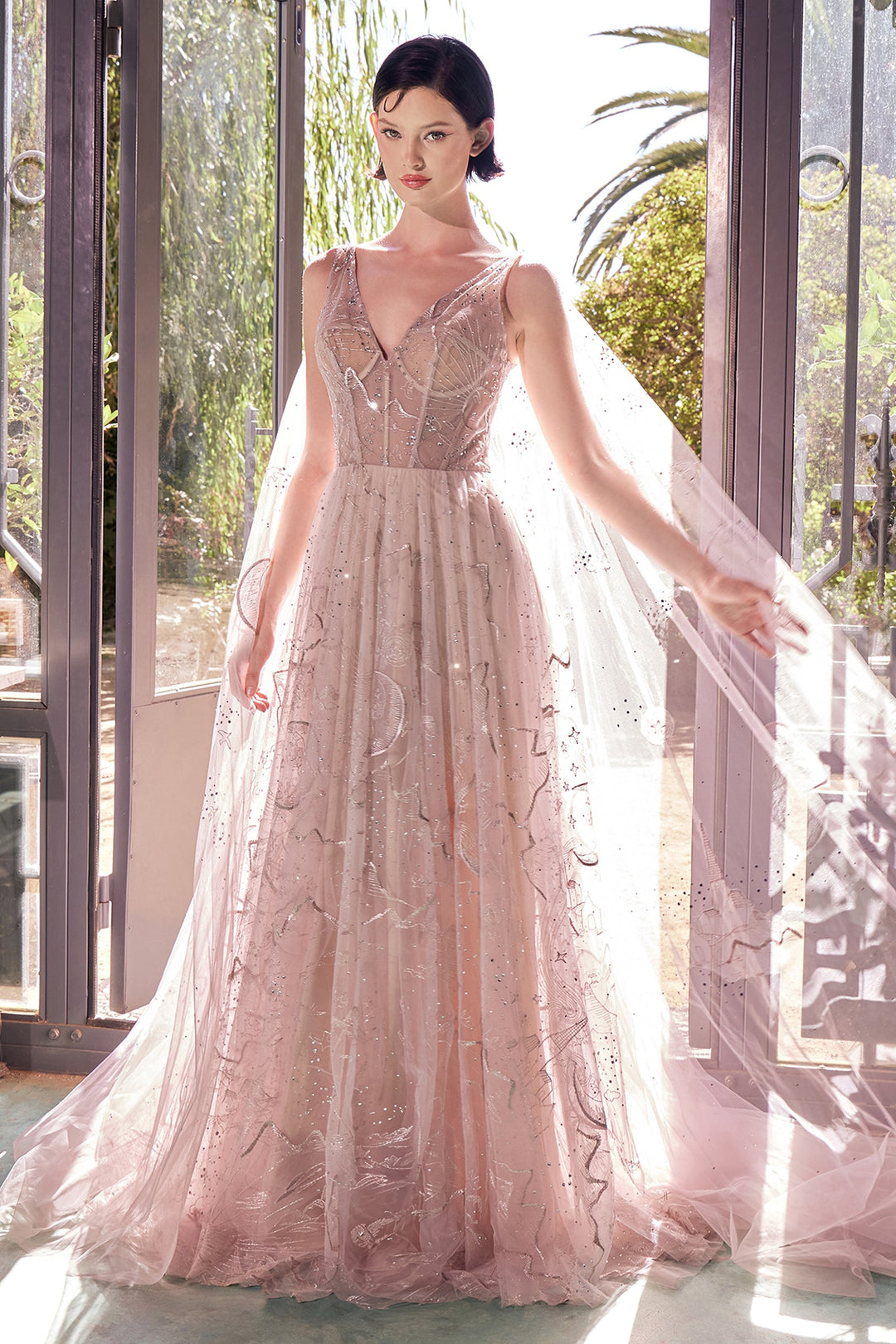 Andrea & Leo A1459 Prom Dress with V-Neckline and A-Line Silhouette