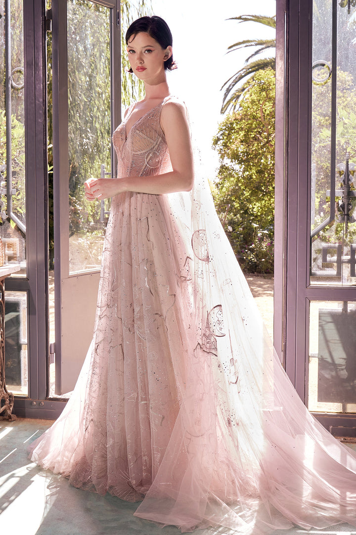 Andrea & Leo A1459 Prom Dress with V-Neckline and A-Line Silhouette