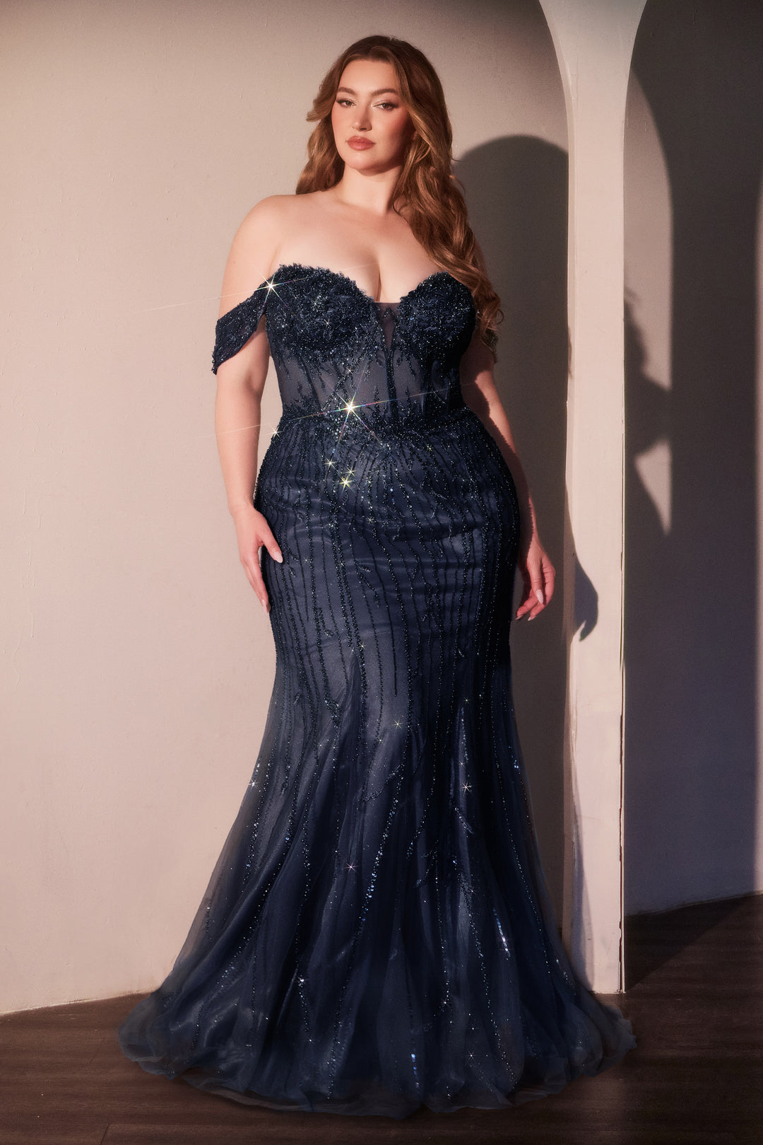 Cinderella Divine CC341C Sweetheart Off-the-Shoulder Prom Dress