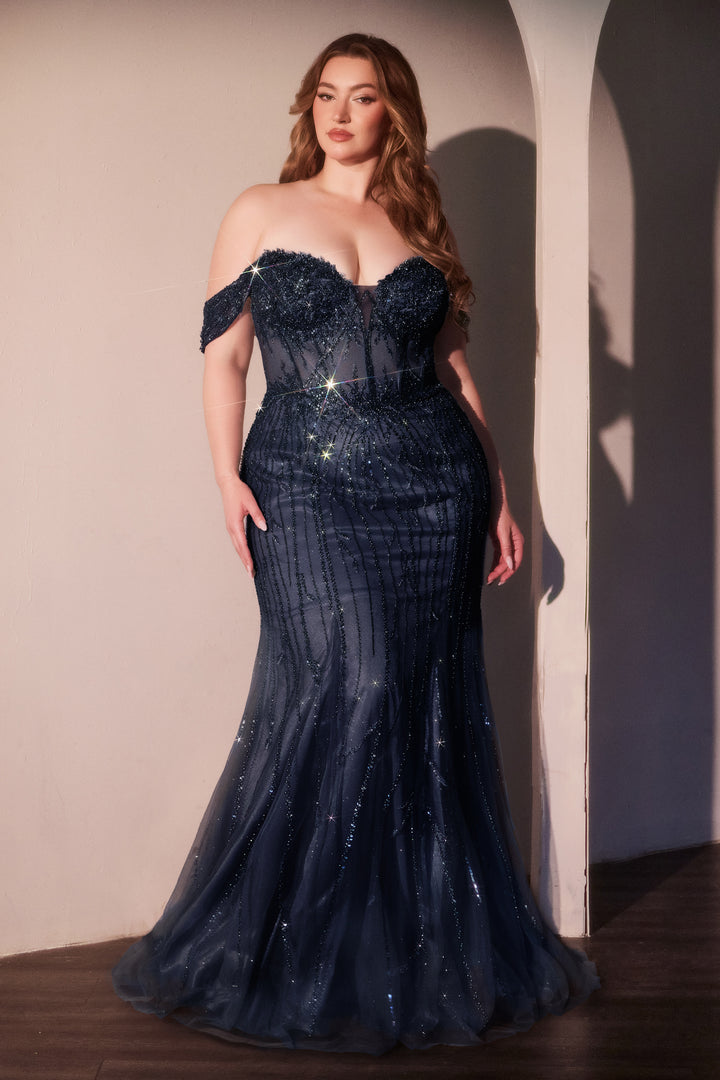 Cinderella Divine CC341C Sweetheart Off-the-Shoulder Prom Dress