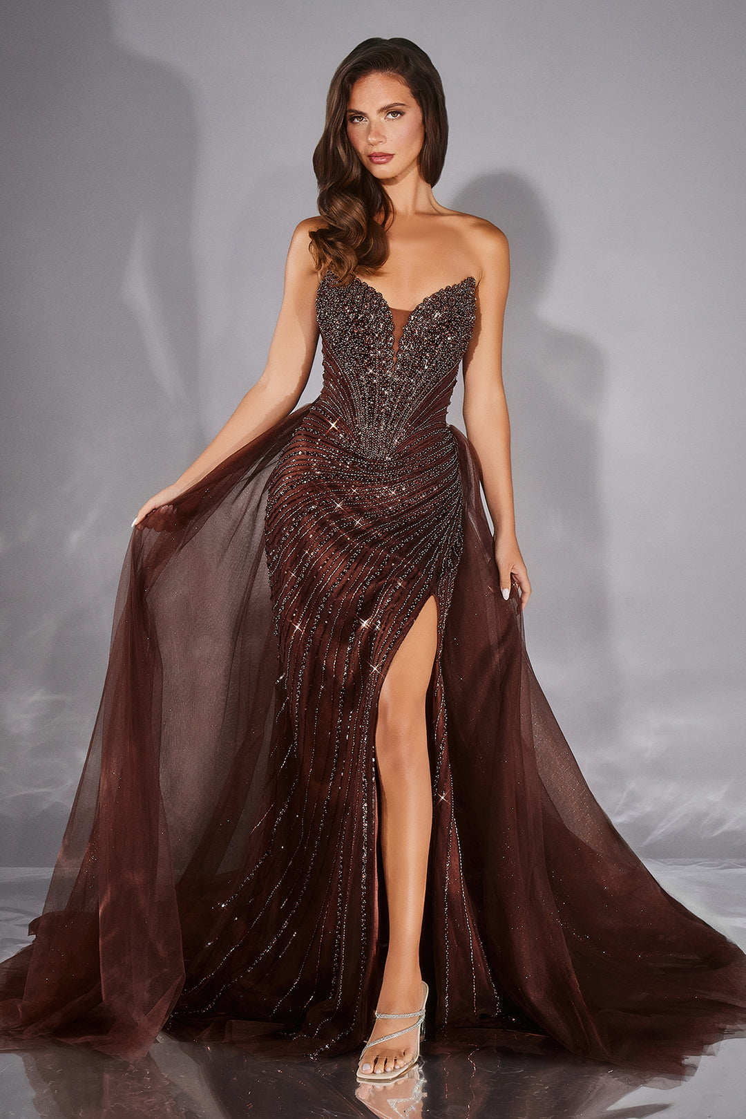 Cinderella Divine CC492 Evening Gown with Strapless Neckline