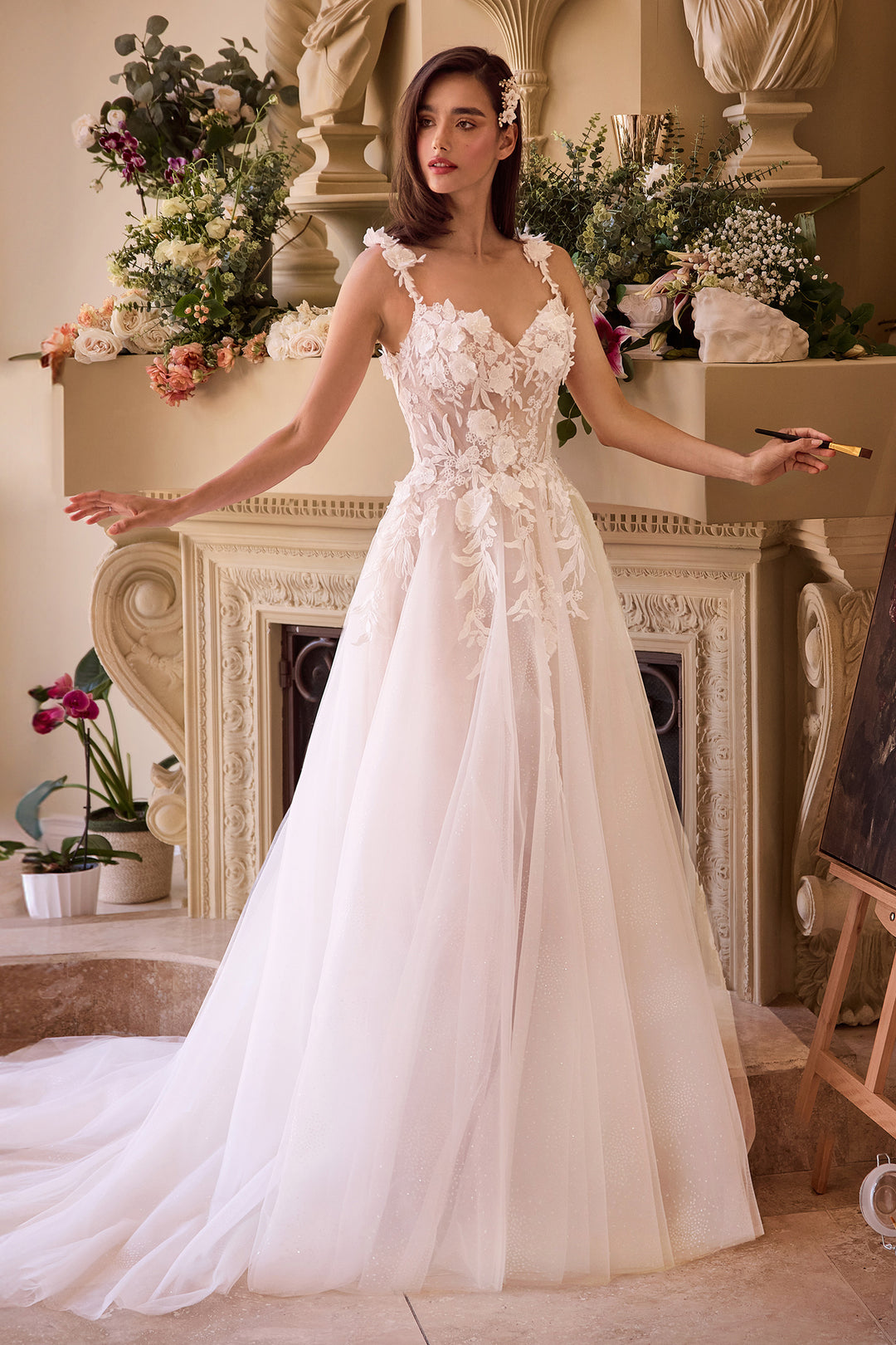 Cinderella Divine CDS498W A-Line Evening Gown with Sweetheart Neckline