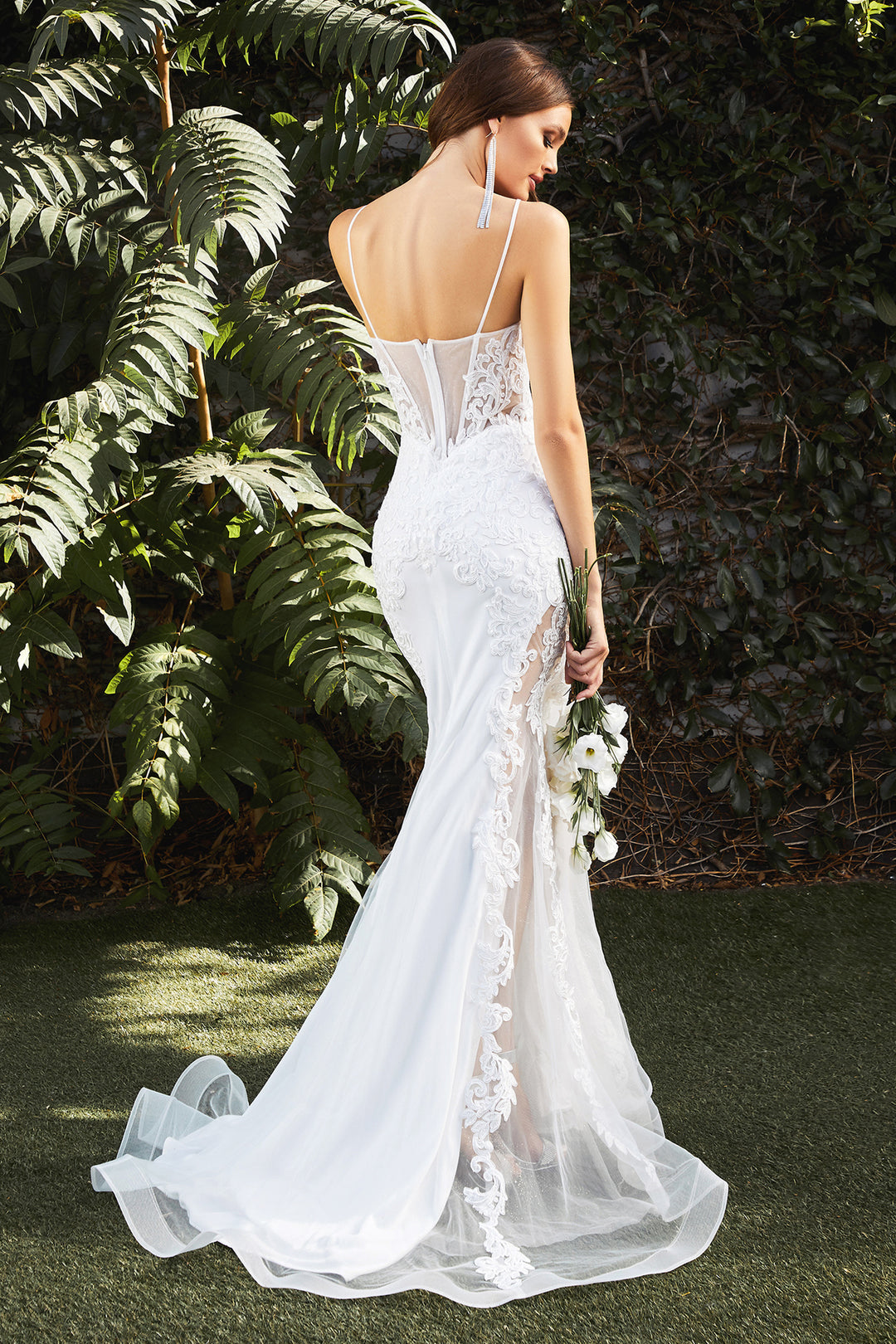 Open Back Lace Cinderella Wedding Dress CINDERELLA DIVINE CD937W Lace Illusion Mermaid Bridal Gown The Open Back Lace Cinderella Wedding Dress CINDERELLA DIVINE CD937W Lace Illusion Mermaid Bridal Gown The