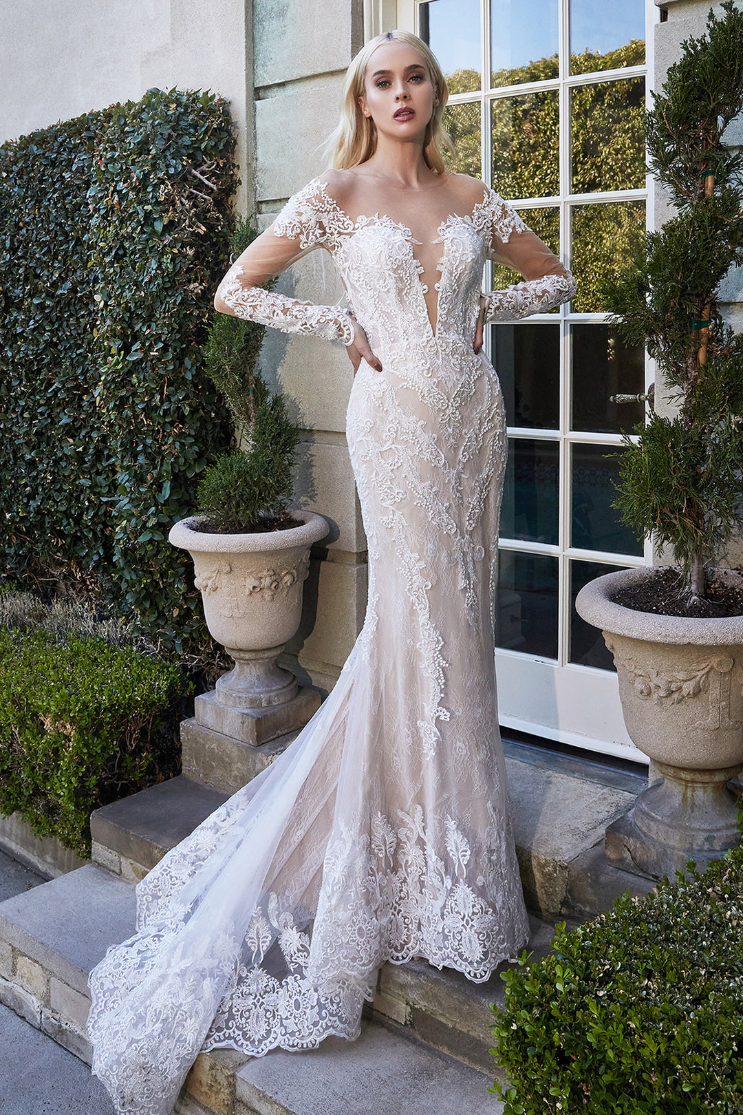 CINDERELLA DIVINE A1022 Full Length Sleeve Lace Mermaid Bridal Gown The Gown Galleria CINDERELLA DIVINE A1022 Full Length Sleeve Lace Mermaid Bridal Gown The Gown Galleria