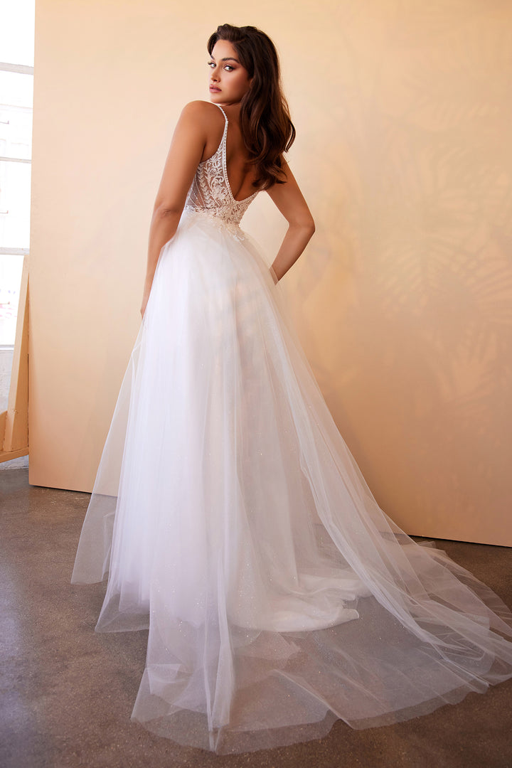 CINDERELLA DIVINE CD0195W A-Line Embellished Lace Tulle Bridal Gown