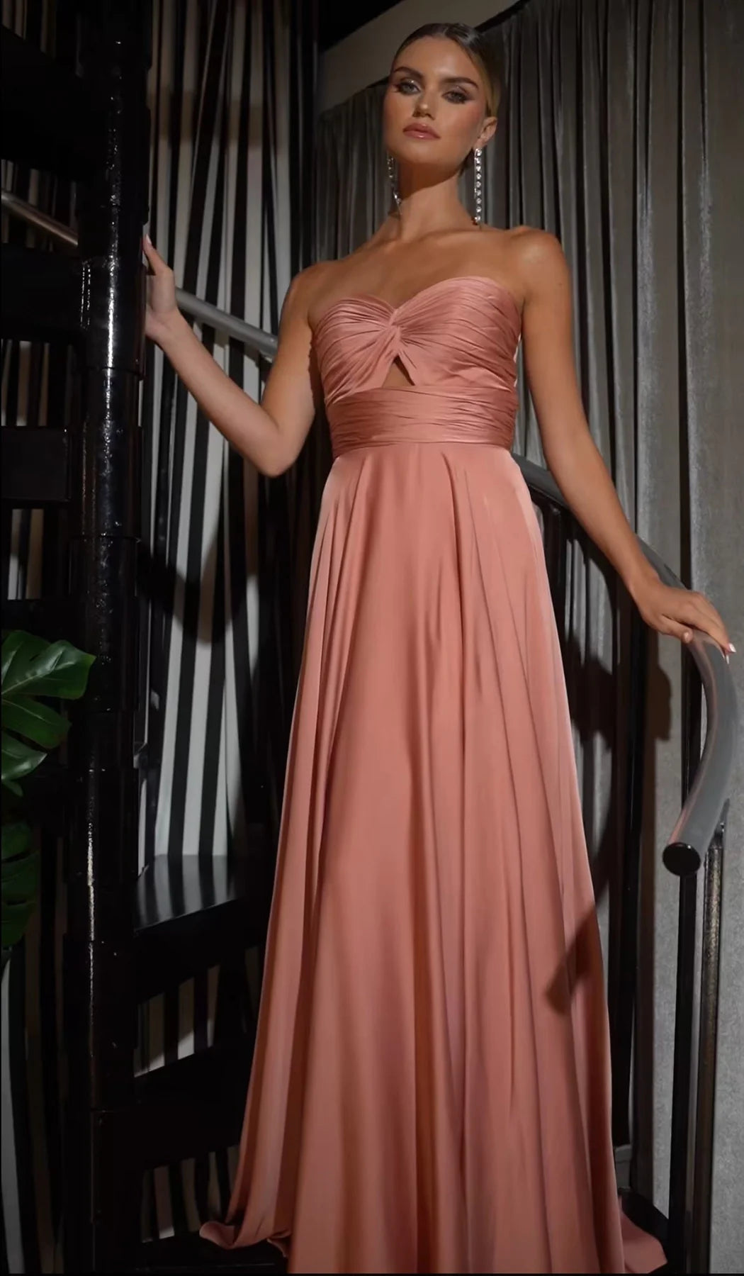 CINDERELLA DIVINE 7496C Plus Size A-Line Satin Strapless Keyhole Dress The Gown Galleria CINDERELLA DIVINE 7496C Plus Size A-Line Satin Strapless Keyhole Dress The Gown Galleria