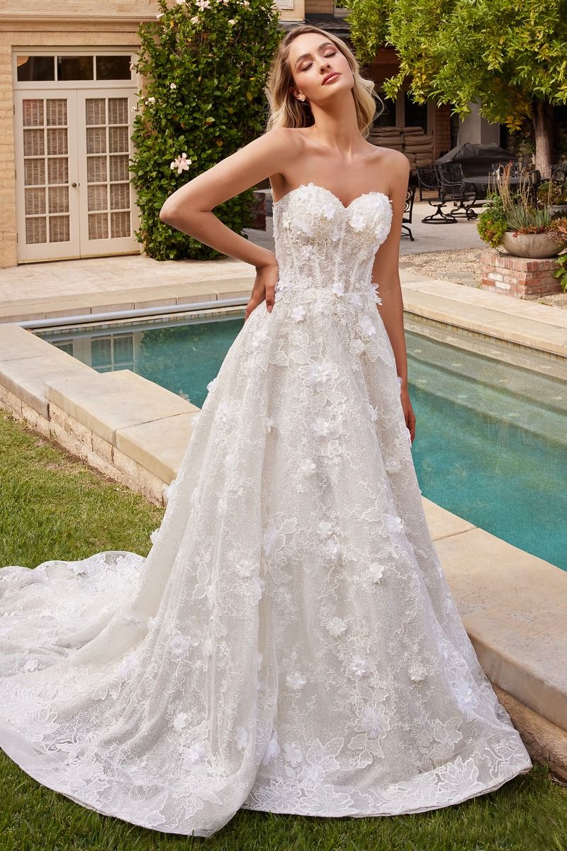 CINDERELLA DIVINE CD860W A-Line Strapless Wedding Gown CINDERELLA DIVINE CD860W A-Line Strapless Wedding Gown