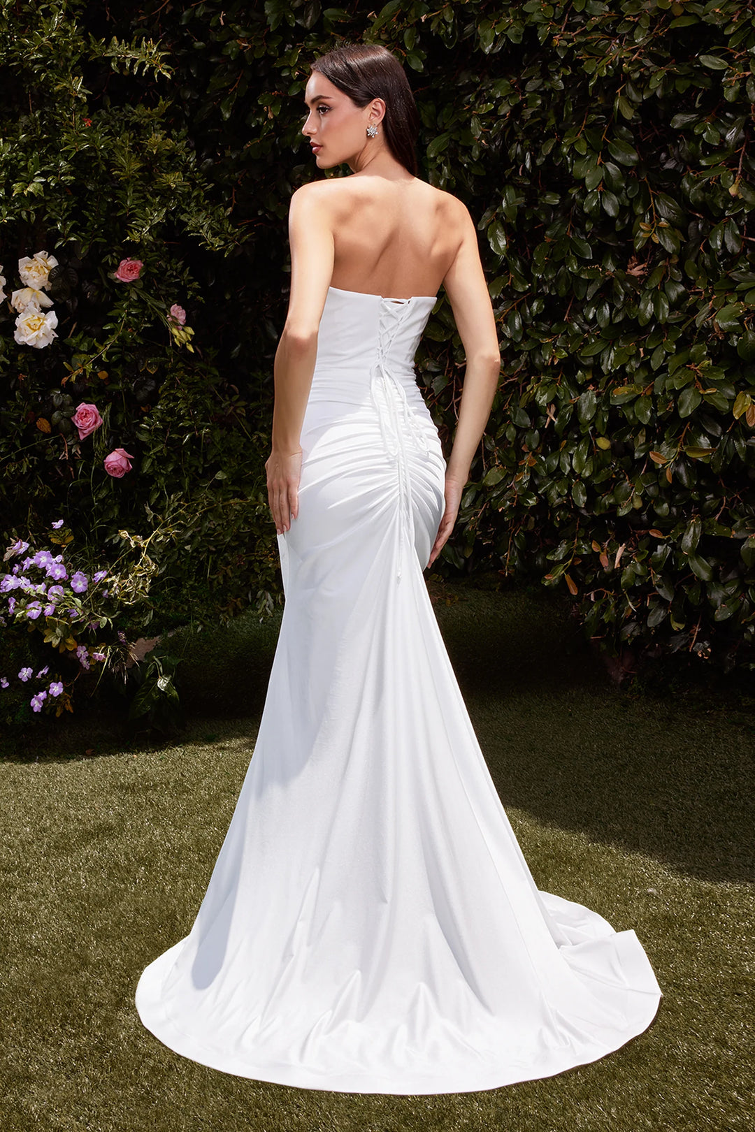 CINDERELLA DIVINE CD791W Strapless Stretch Satin Bridal Dress