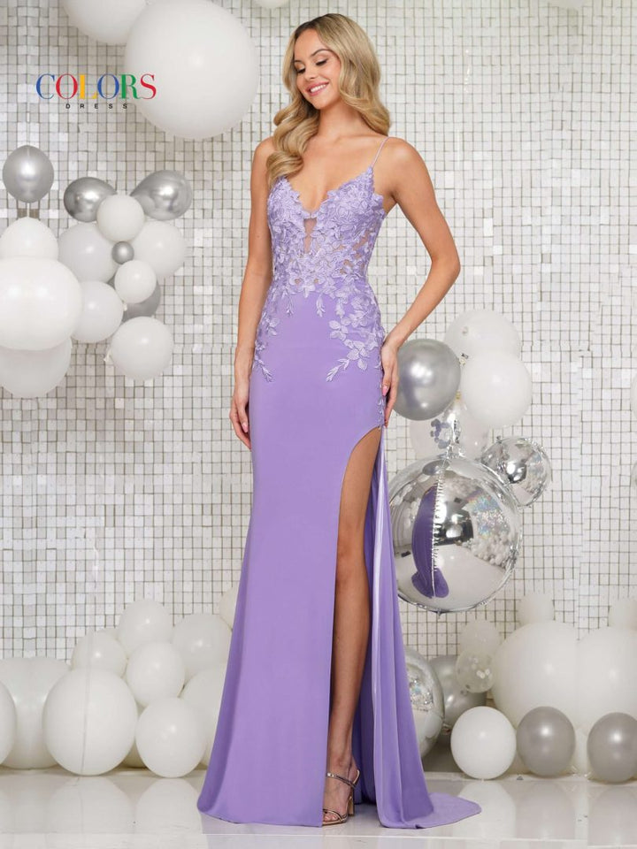 Colors Dress G1086 Evening Gown Embroidered Lace Sheath Design