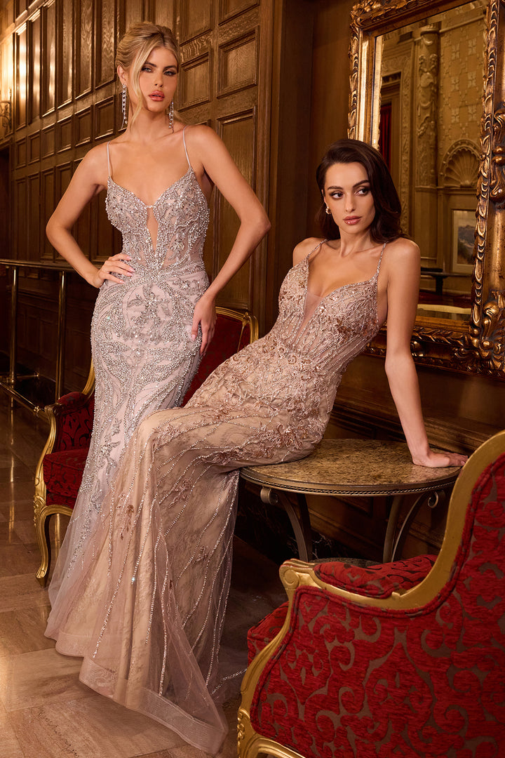 Cinderella Divine CC0240 Mermaid Prom Dress with Plunging Neckline