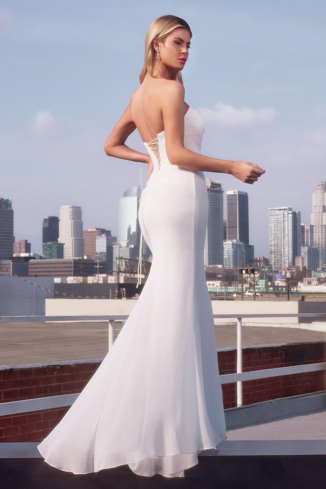 Cinderella Divine 7434W Strapless Evening Gown in Airy Chiffon