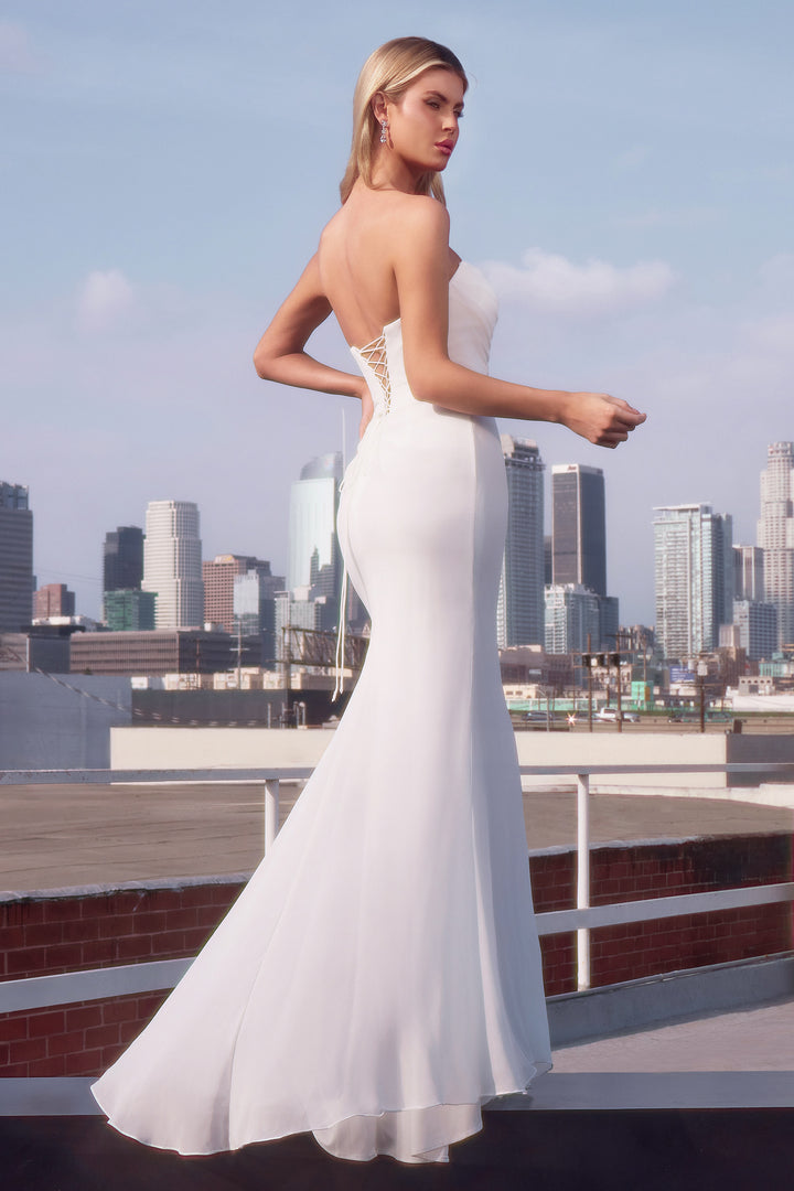 Cinderella Divine 7434W Strapless Evening Gown in Airy Chiffon