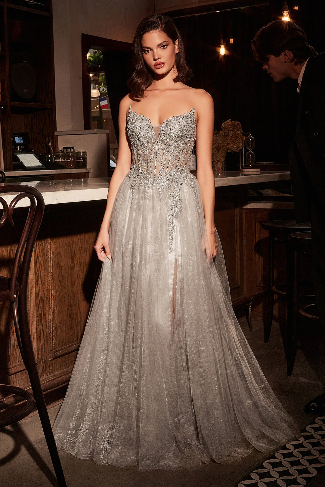 Cinderella Divine CC487 A-Line Prom Dress with Sweetheart Neckline