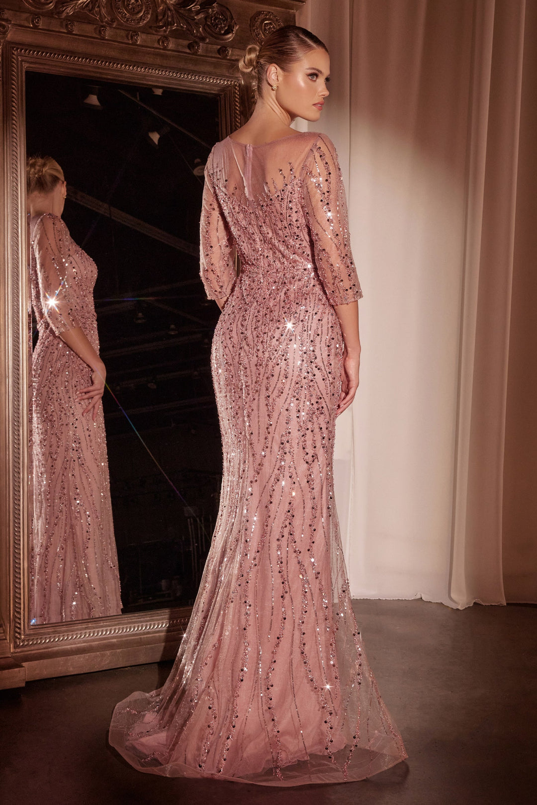 Cinderella Divine CD0105 Mermaid Evening Gown with High Neckline