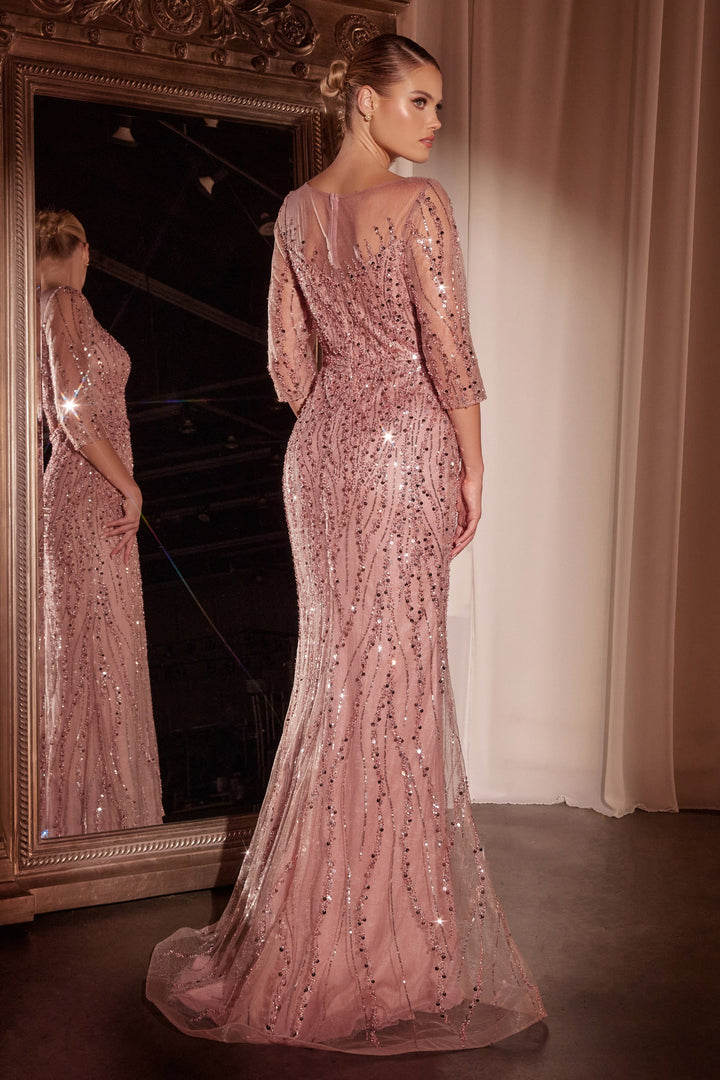 Cinderella Divine CD0105 Mermaid Evening Gown with High Neckline