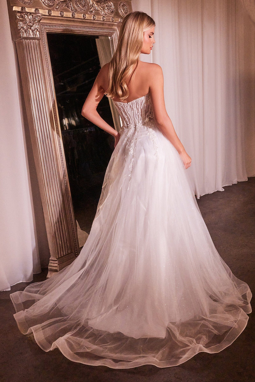 Cinderella Divine CD0230W Strapless A-Line Prom Dress