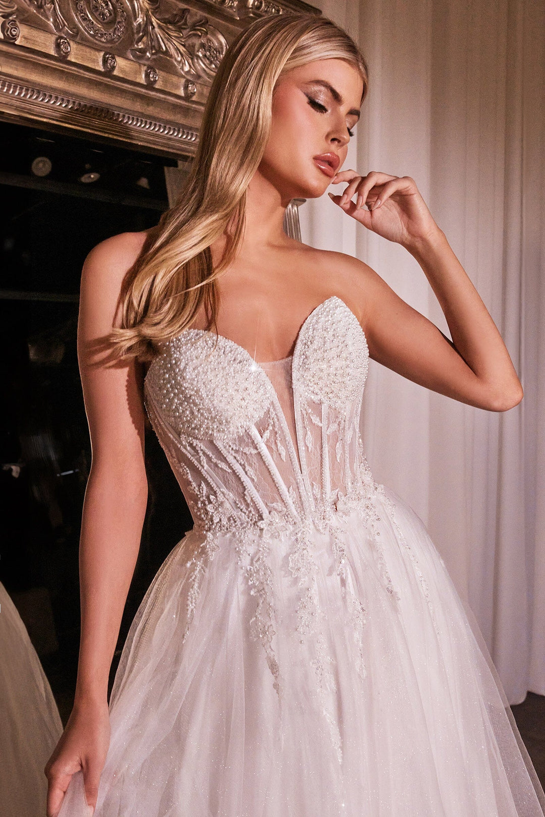 Cinderella Divine CD0230W Strapless A-Line Prom Dress