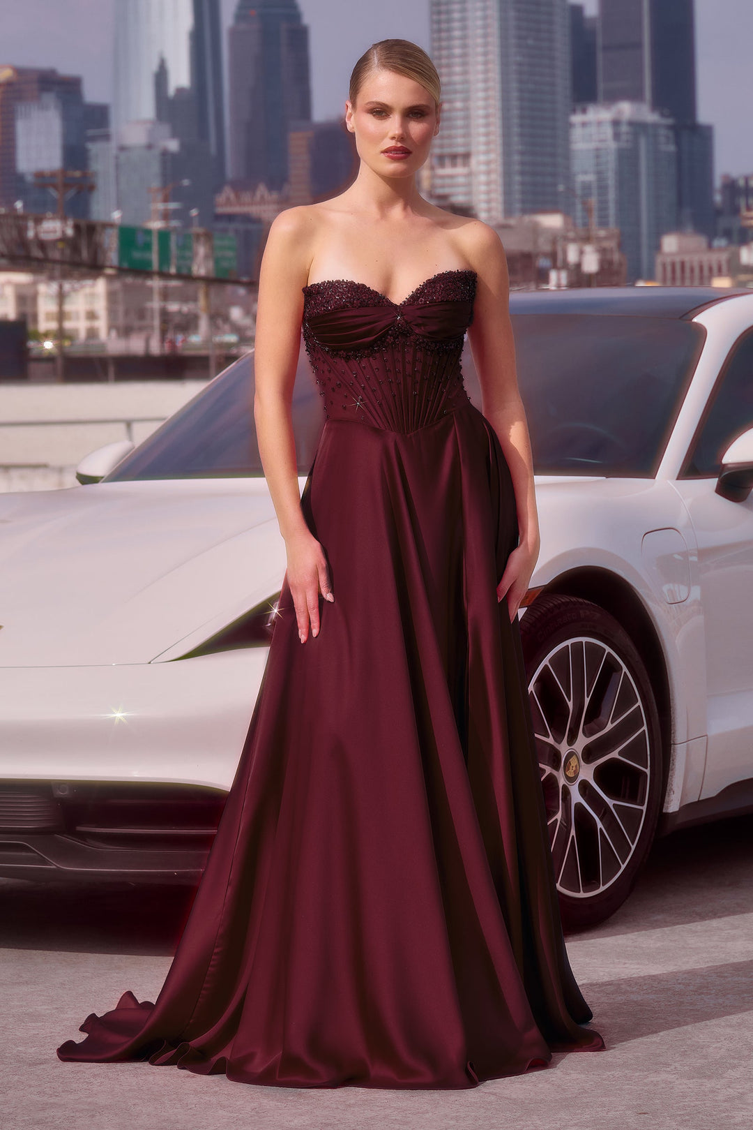 Cinderella Divine CD297 A-Line Prom Dress with Sweetheart Neckline