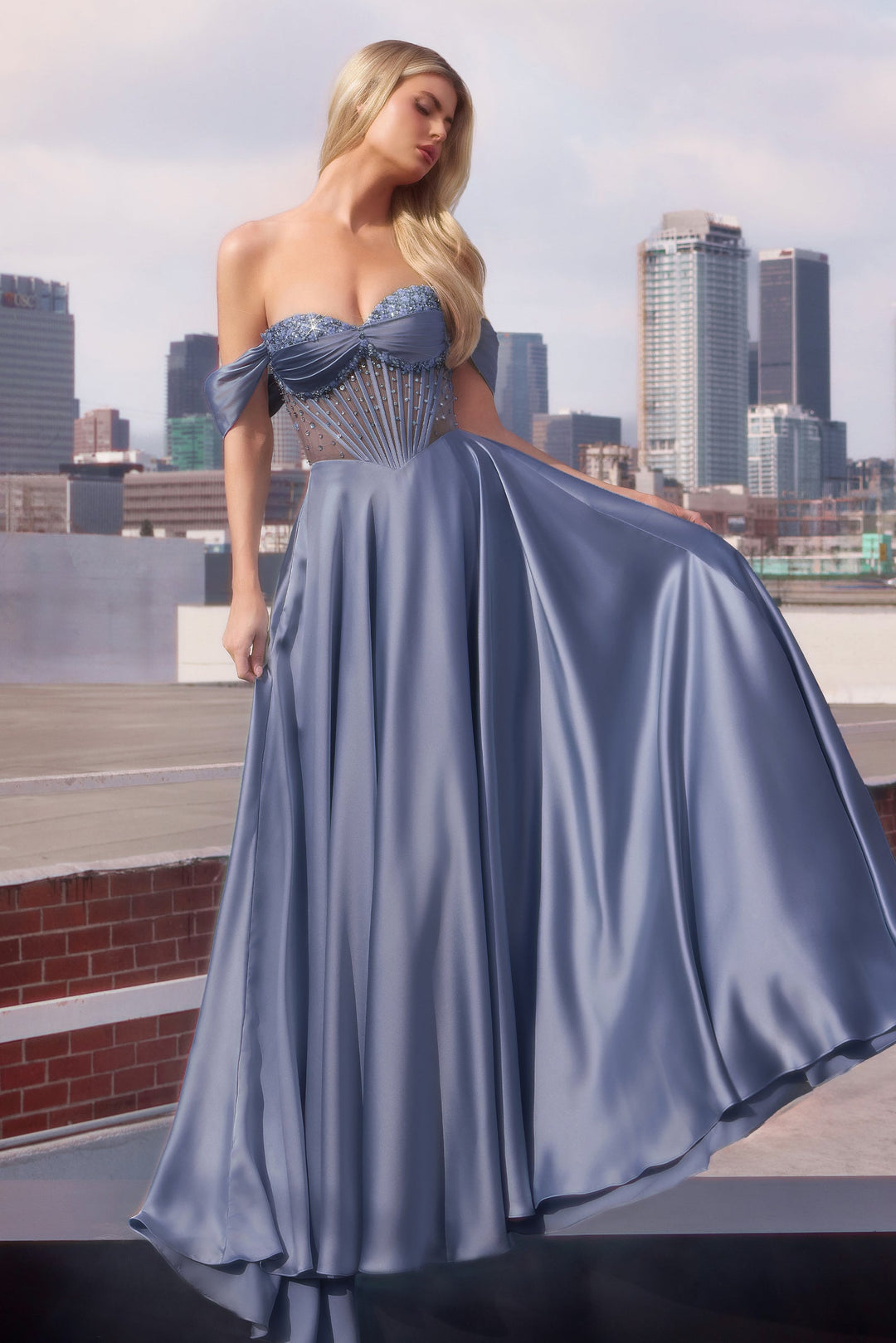 Cinderella Divine CD297 A-Line Prom Dress with Sweetheart Neckline