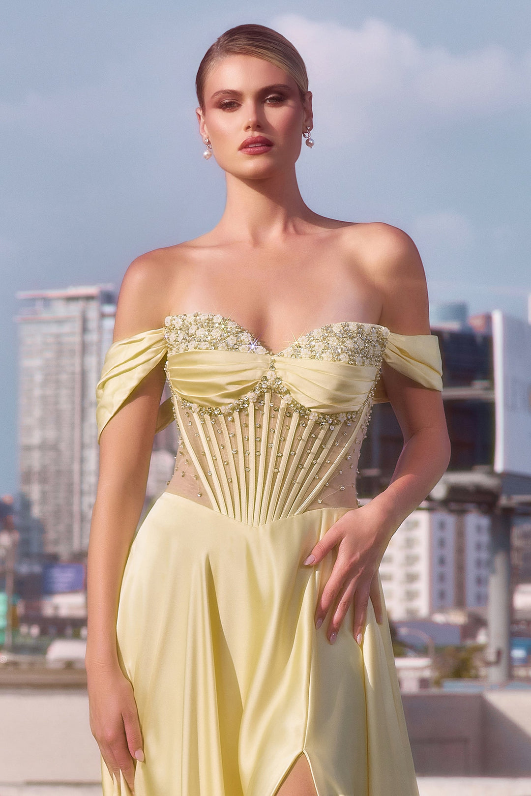 Cinderella Divine CD297 A-Line Prom Dress with Sweetheart Neckline