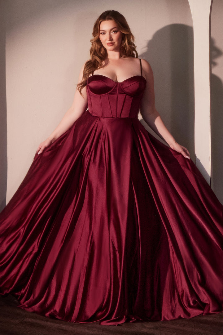 Cinderella Divine CD337C Evening Gown with A-Line Silhouette