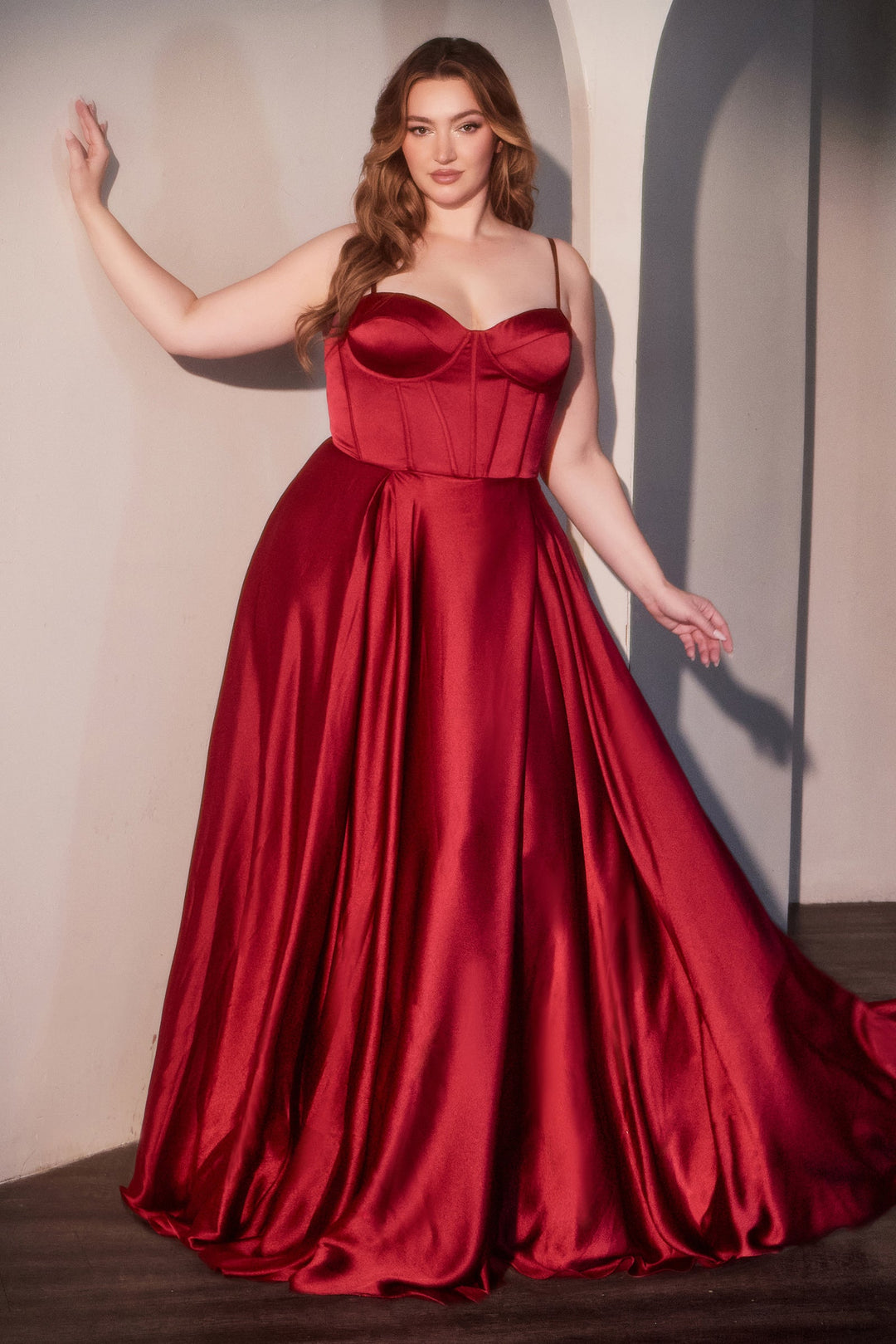Cinderella Divine CD337C Evening Gown with A-Line Silhouette