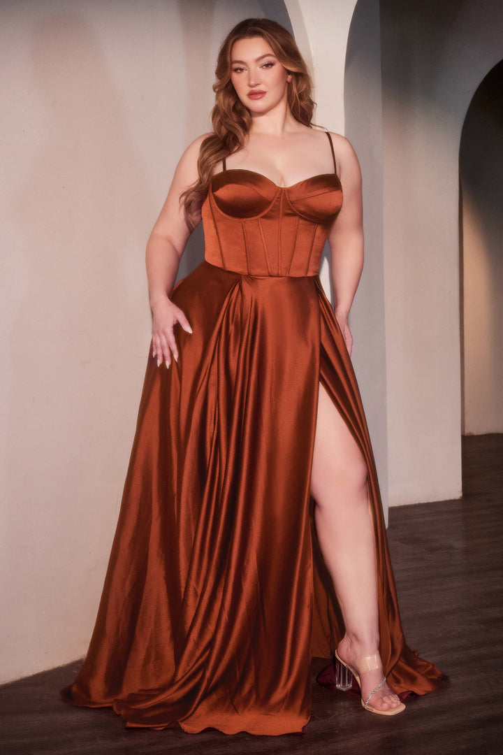 Cinderella Divine CD337C Evening Gown with A-Line Silhouette