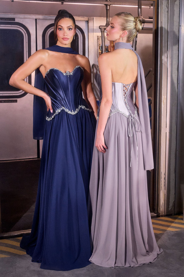Cinderella Divine CD668 Evening Gown Strapless Chiffon Skirt