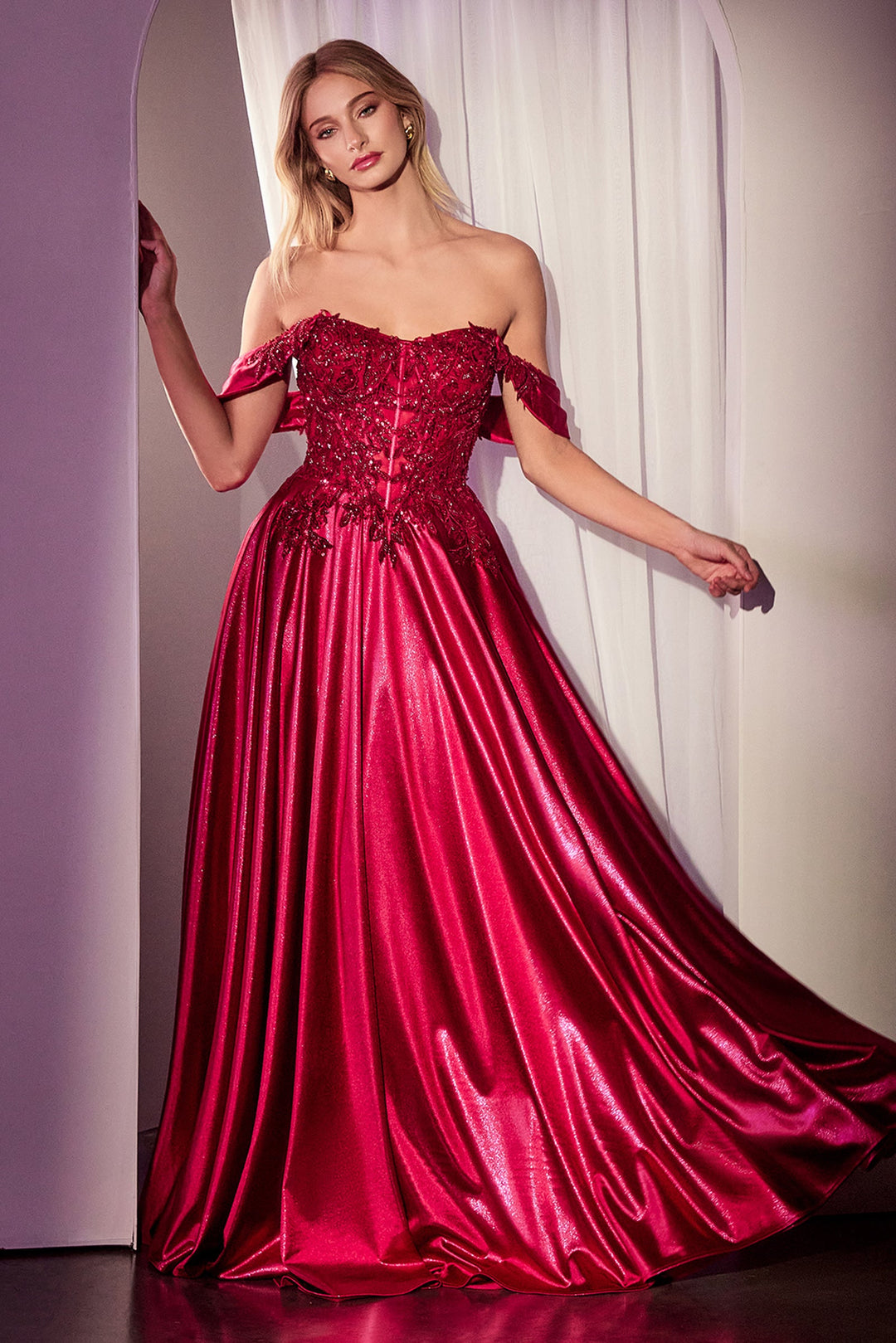 Cinderella Divine CDS525 A-Line Prom Dress with Strapless Neckline
