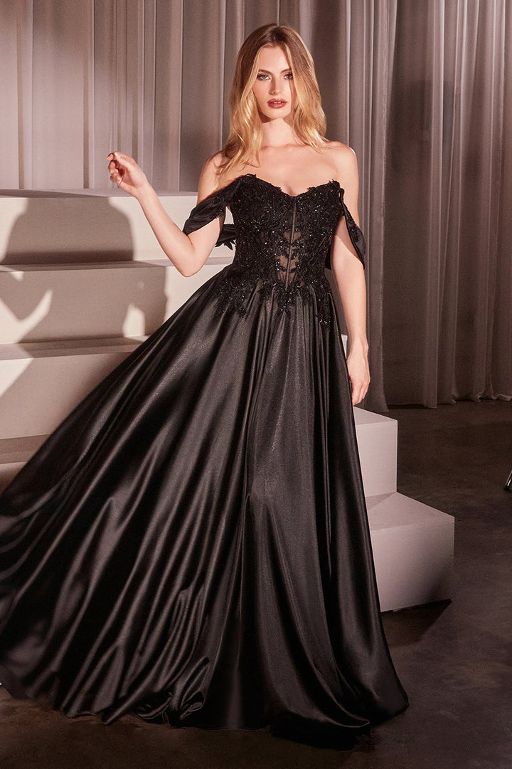 Cinderella Divine CDS525 A-Line Prom Dress with Strapless Neckline
