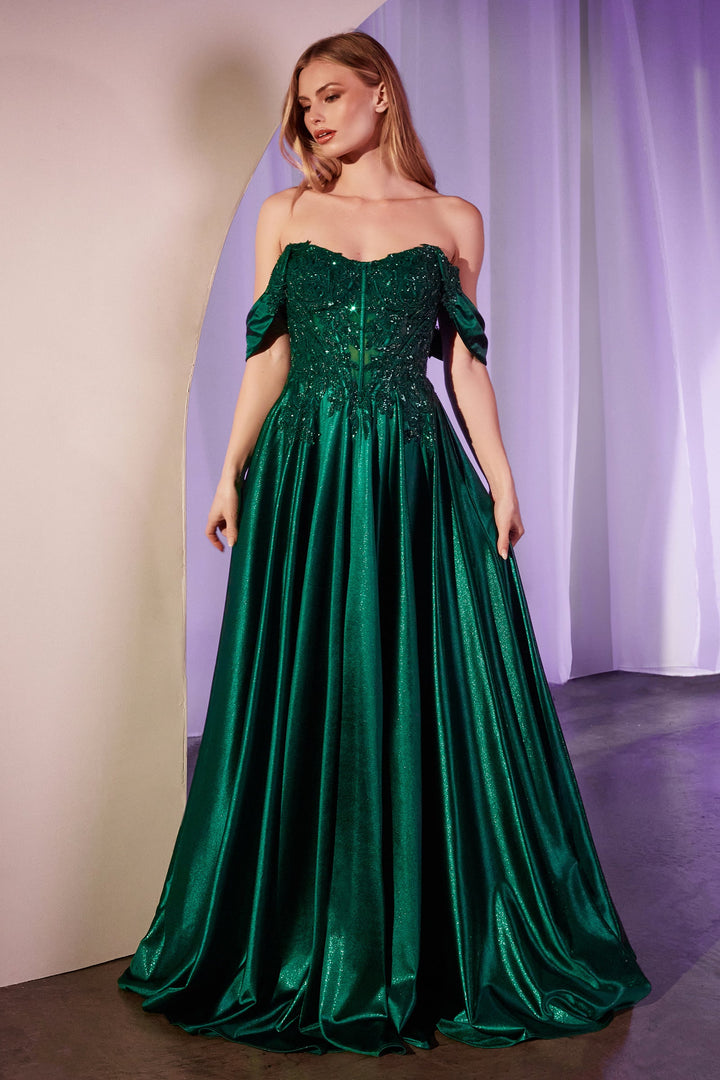 Cinderella Divine CDS525 A-Line Prom Dress with Strapless Neckline
